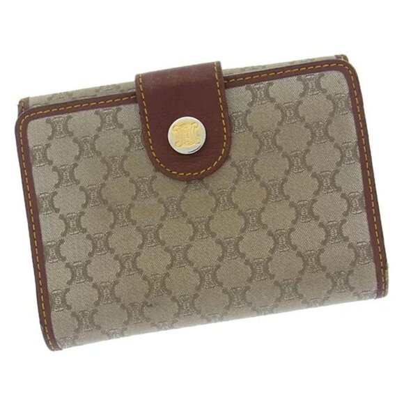 Celine Wallet Purse Macadam Beige Brown Woman Authentic Used - Picture 1 of 11